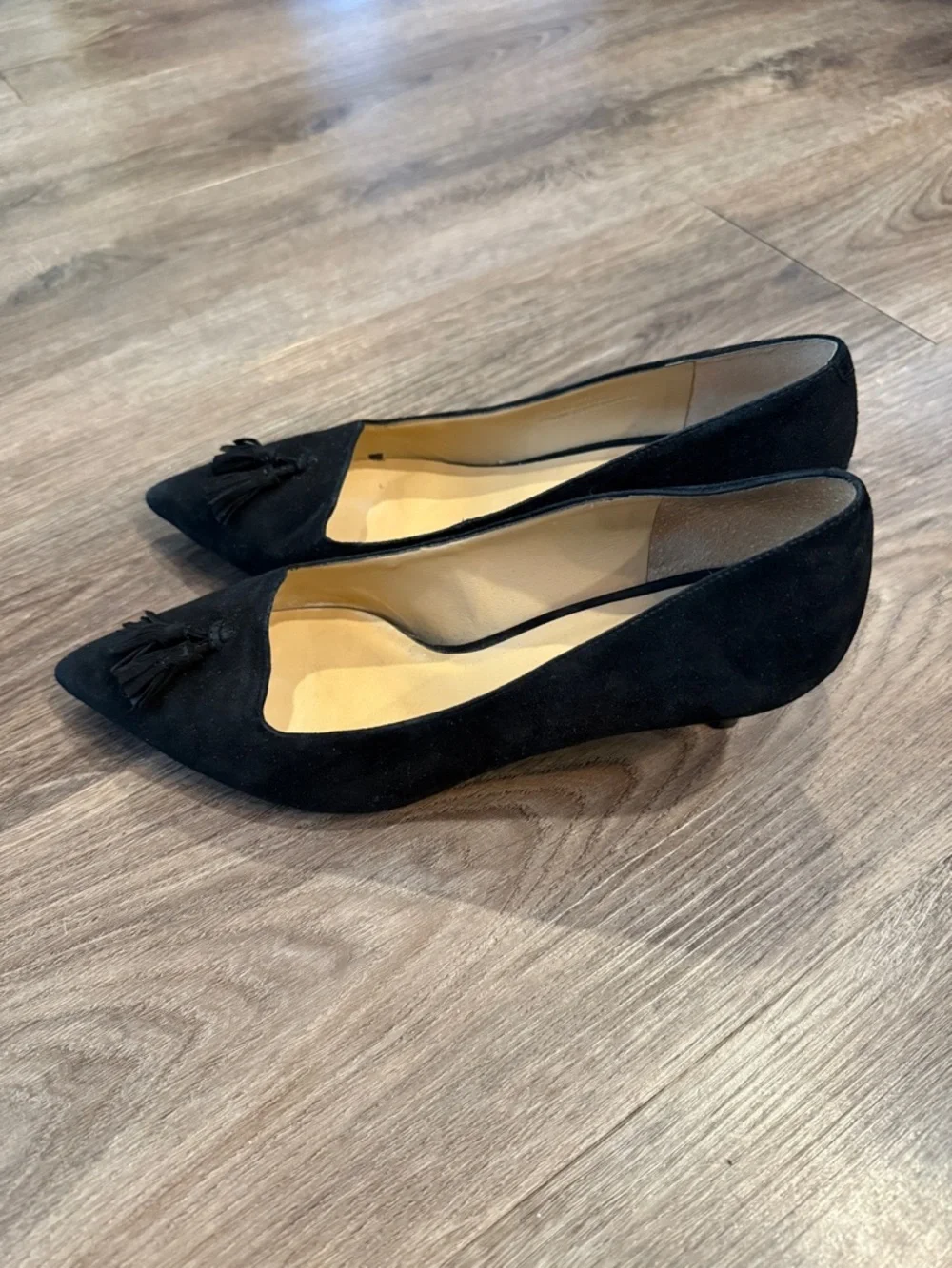 Talbots Black Suede Leather Kitten Heel Pump Size 6.5